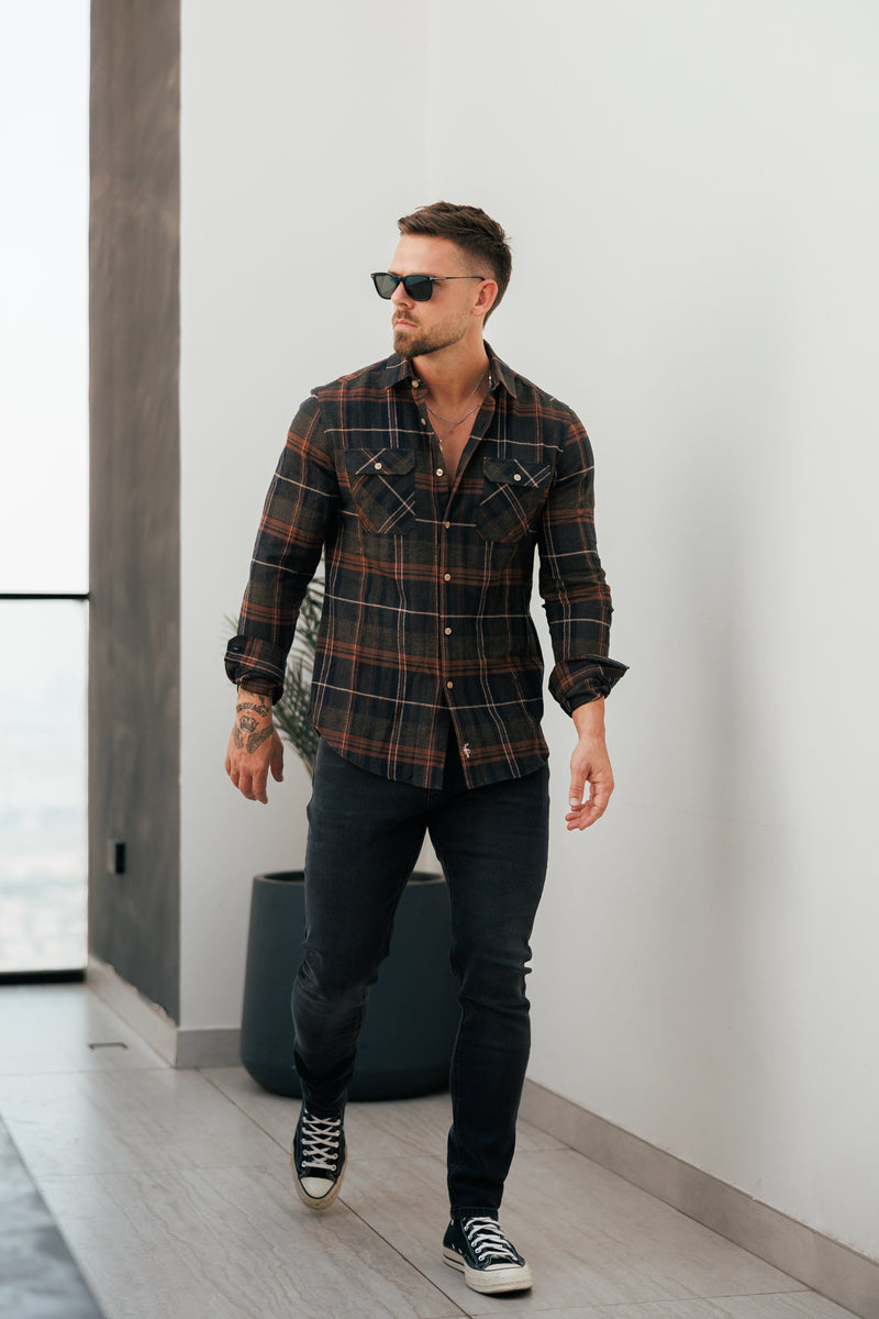 Schwarze, lässige Stretch-Jeans im Used-Look von Vater und Sohn – FSJEAN018