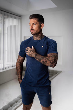 Neue Frottee-Shorts in französischer Marineblau von Vater und Sohn – FSH657 (VORBESTELLUNG 21. AUGUST)