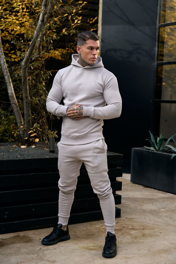 FS-Kapuzenpullover in schlichtem Hellgrau mit FS-Branding – FSH1190