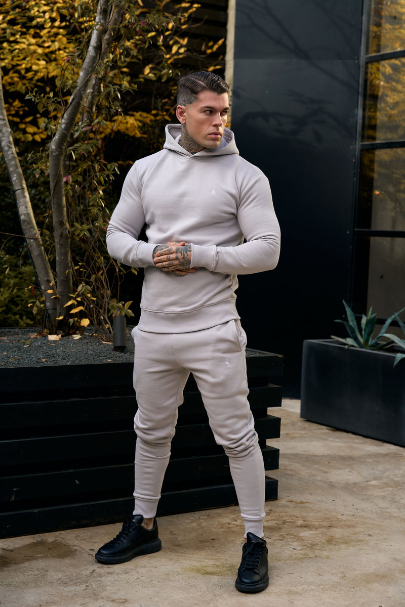 FS-Kapuzenpullover in schlichtem Hellgrau mit FS-Branding – FSH1190