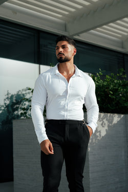 Tailliertes weißes Langarmtrikot „Vater und Söhne“ – FSD001 (VORBESTELLUNG 29. AUGUST)
