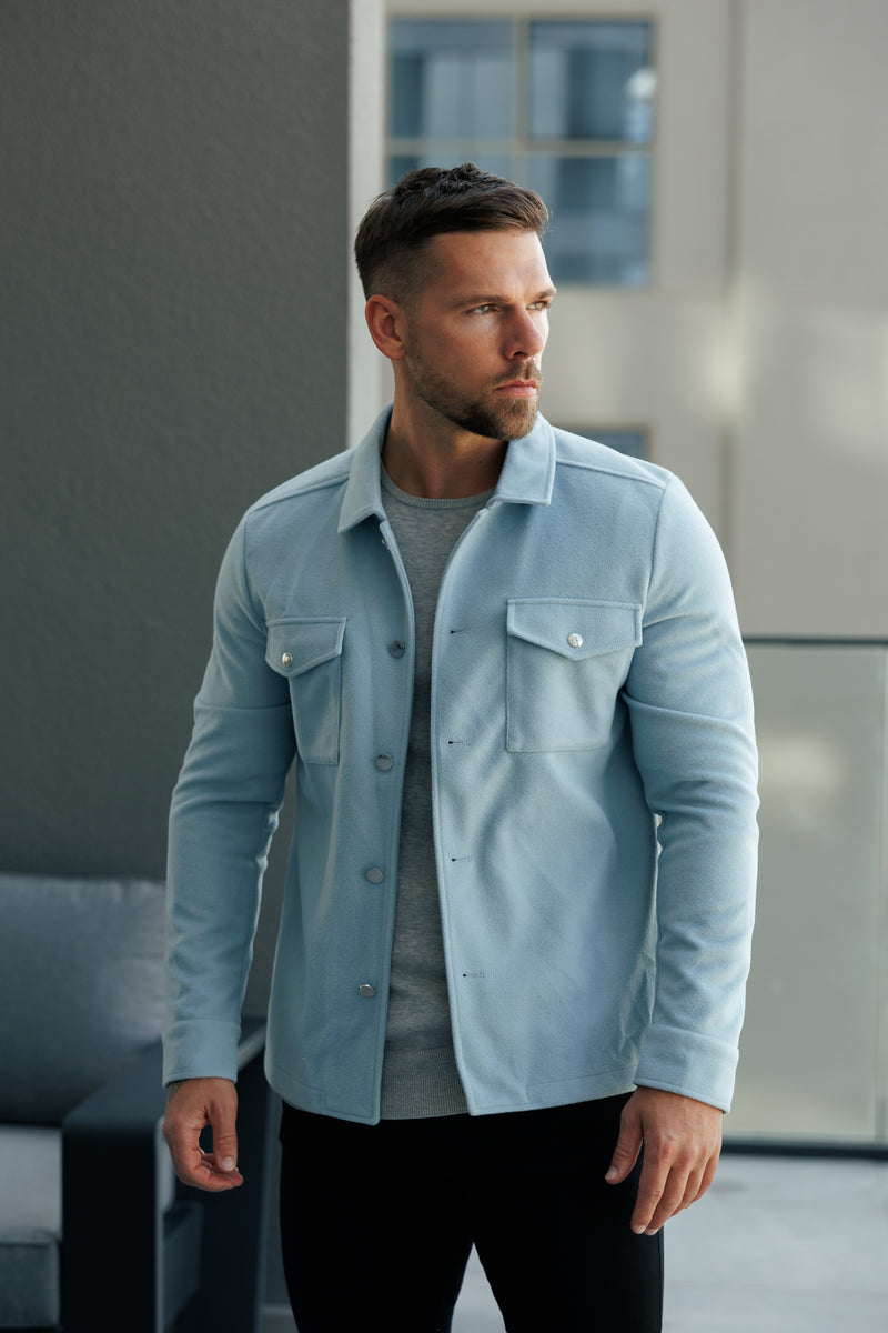 FS Gebürstete, schlichte Jacke mit Knopfleiste, Blau – FSN185