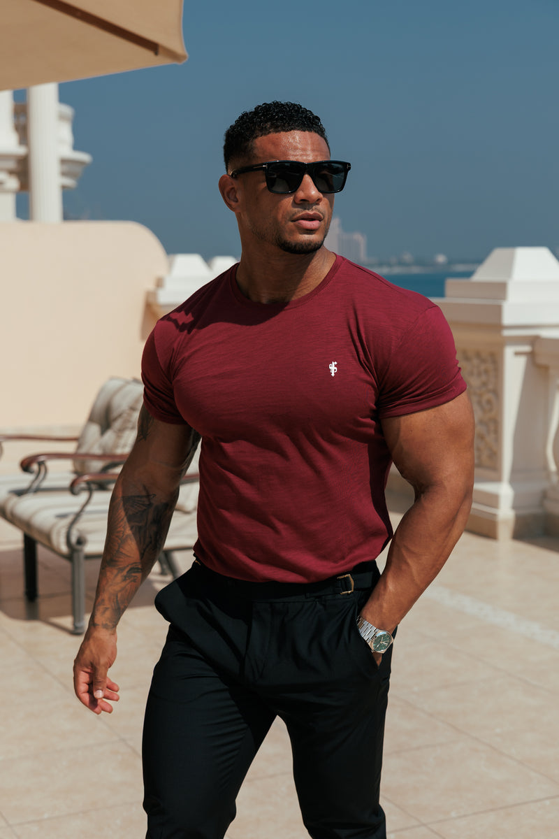 Vater-Söhne-T-Shirt mit Rundhalsausschnitt, Weinrot – FSH1380