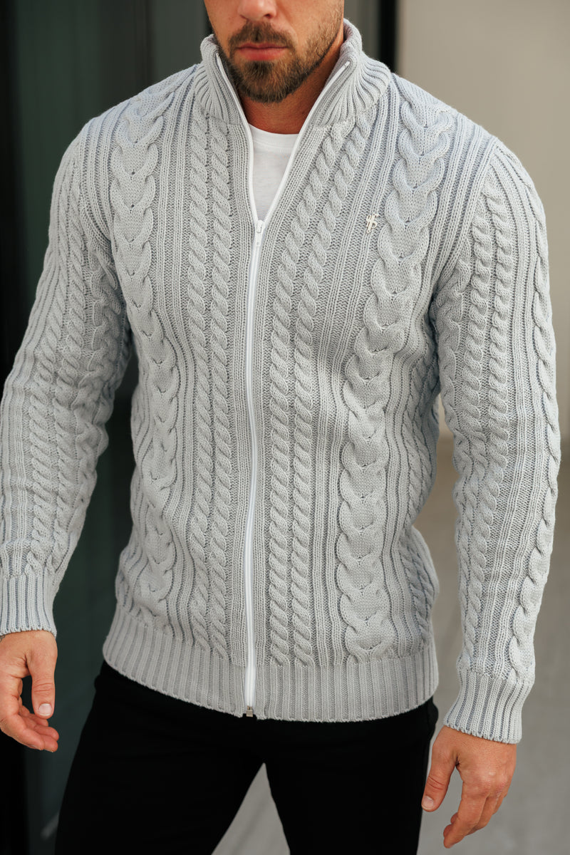 Father Sons Funnel Neck Full Zip Cardigan Cop Grey -  FSJ149 (PRE ORDER 21ST DECEMBER)