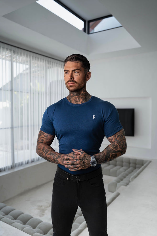 Vater-Söhne-T-Shirt mit Rundhalsausschnitt in karibischem Blau – FSH1379