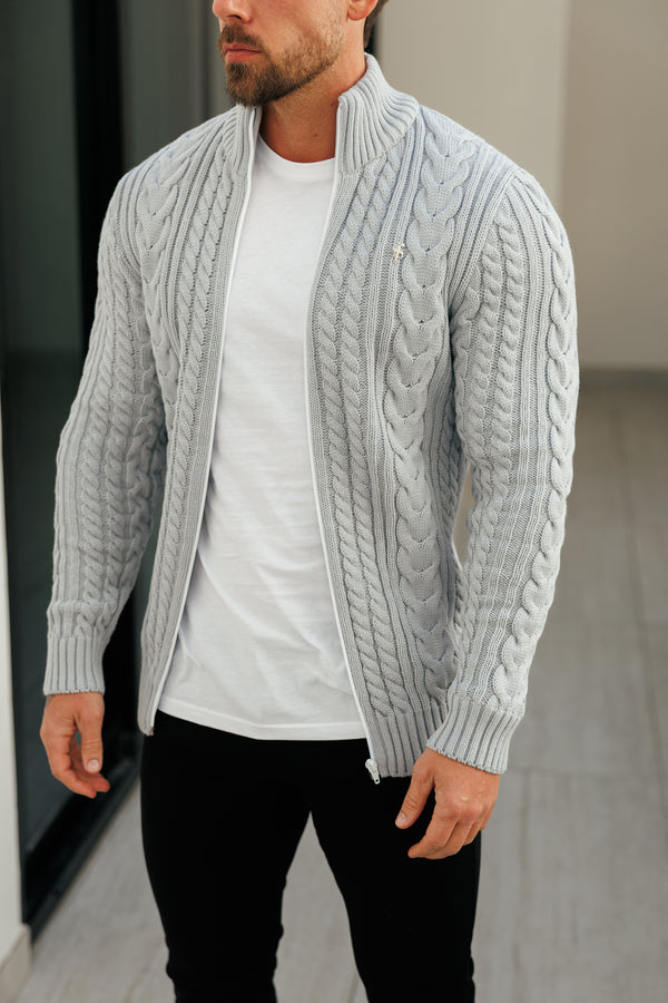 Father Sons Funnel Neck Full Zip Cardigan Cop Grey -  FSJ149 (PRE ORDER 21ST DECEMBER)