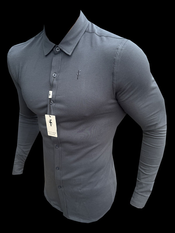 Tailliertes Langarmtrikot „Vater und Söhne“ in Blau/Grau – FSD005 (VORBESTELLUNG 29. AUGUST)