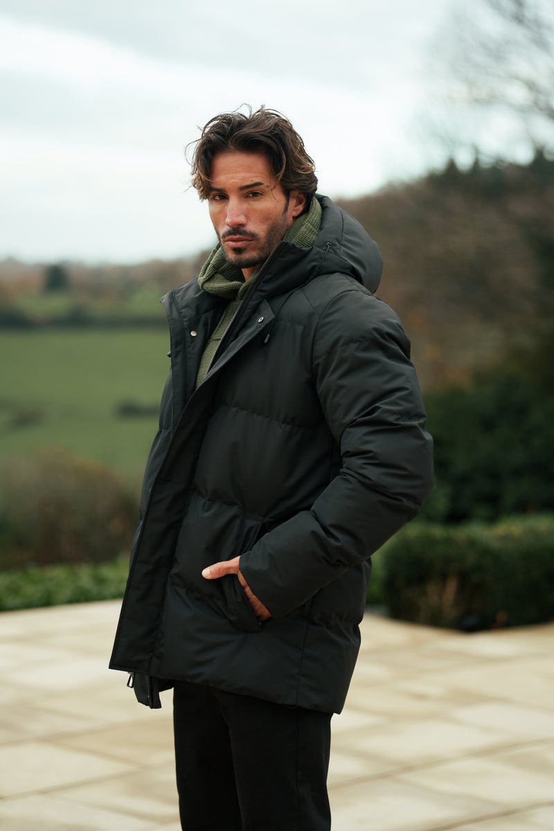 Father Sons Black Padded Coat with Hood - FSN234 (PRE ORDER 15TH DECEMBER)