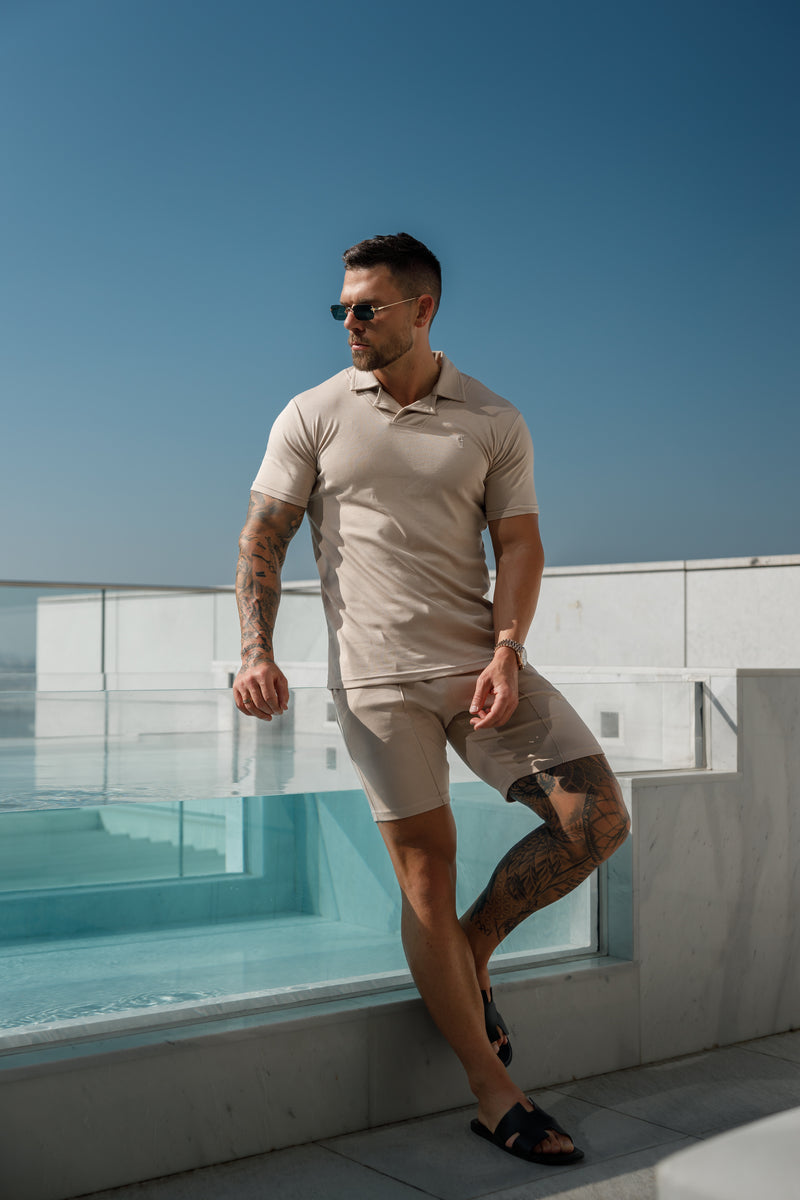 Klassisches beiges Poloshirt mit Reverskragen von Father Sons – FSH1061