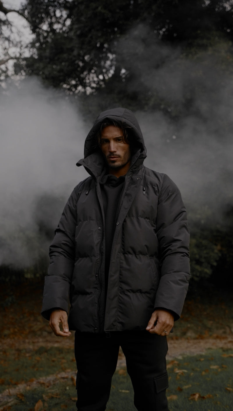 Father Sons Black Padded Coat with Hood - FSN234 (PRE ORDER 15TH DECEMBER)