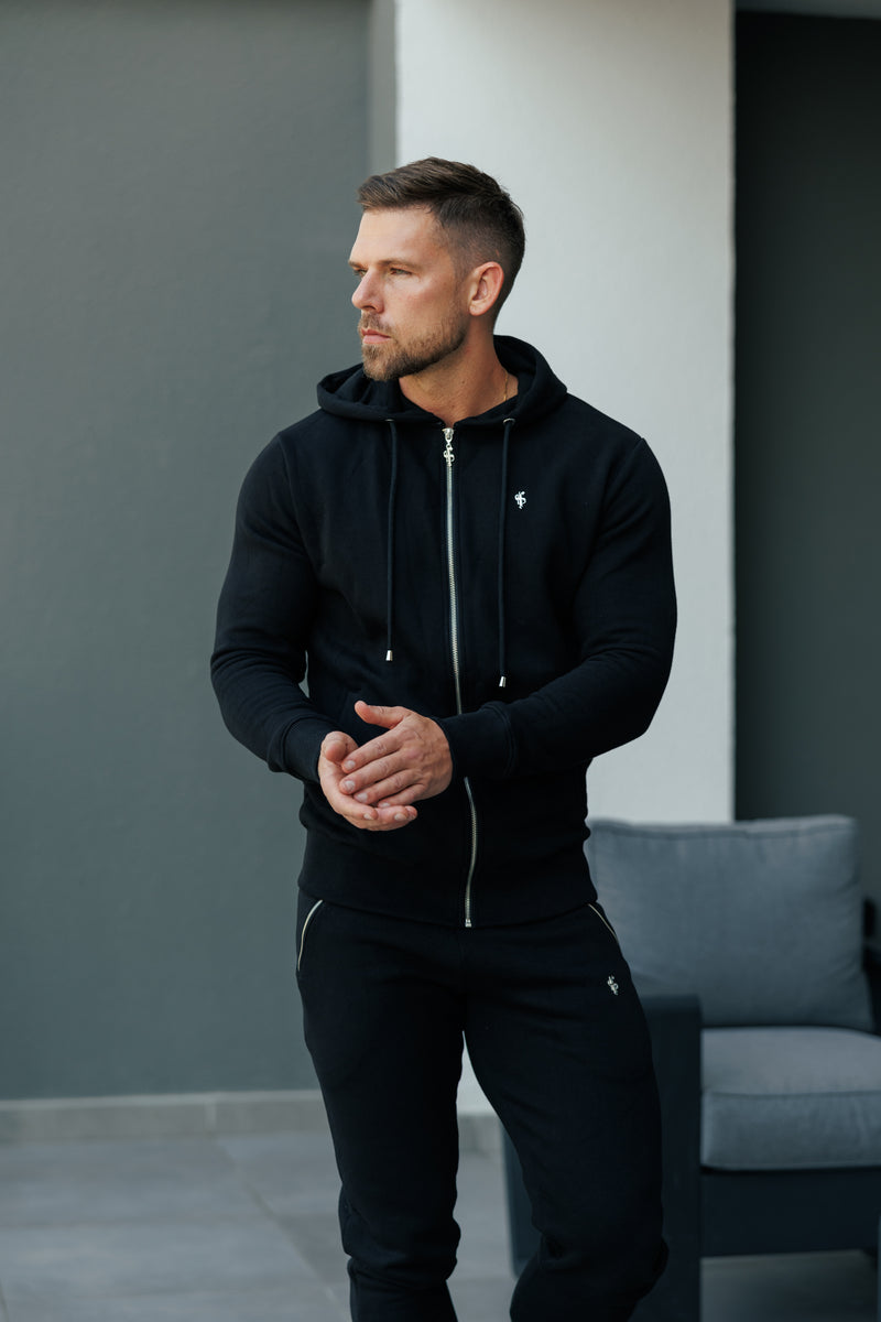 FS Schwarz / Silber Full Zip Hoodie mit Taschen - FSH1247