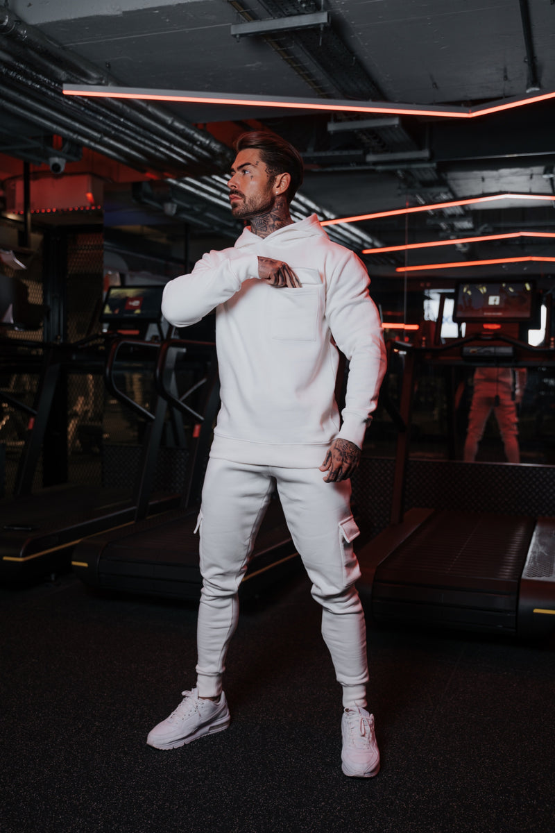 Father Sons Cream Cargo Tracksuit Bottoms With Pockets, Cuffed Hem and FS Embroidery - FSH937