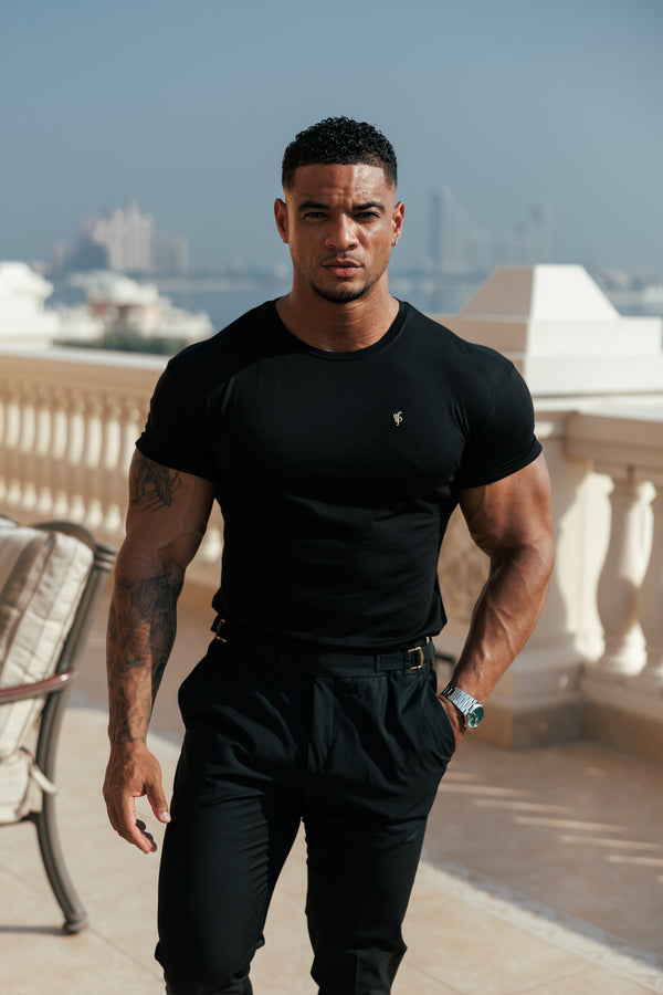 Vater-Söhne-Klassiker, schwarze Bambus-Crew mit goldenem Metall-Emblem, Aufkleber FSH1382