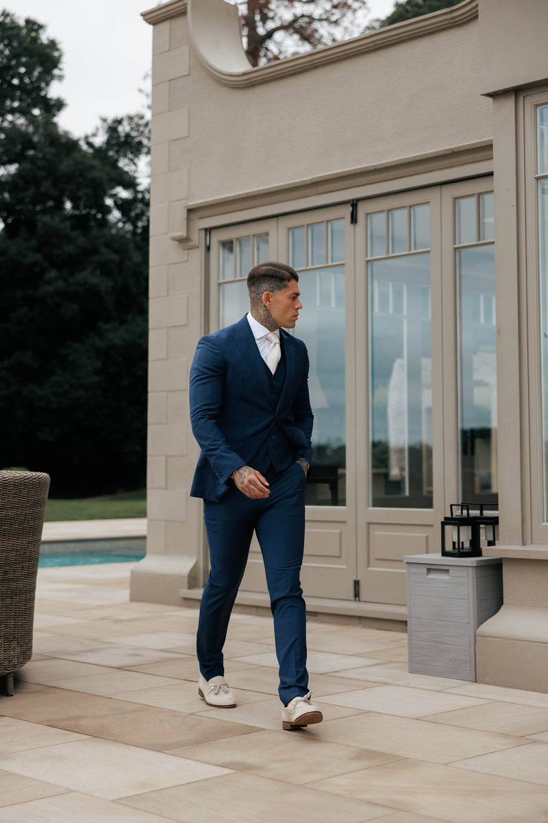 Schmal geschnittene Anzugjacke für Vater und Sohn, Marineblau – FSJKT013