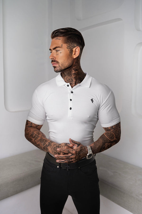 Klassisches weißes Poloshirt von Father Sons – FSH047