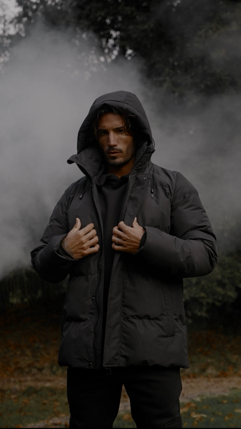 Father Sons Black Padded Coat with Hood - FSN234 (PRE ORDER 15TH DECEMBER)