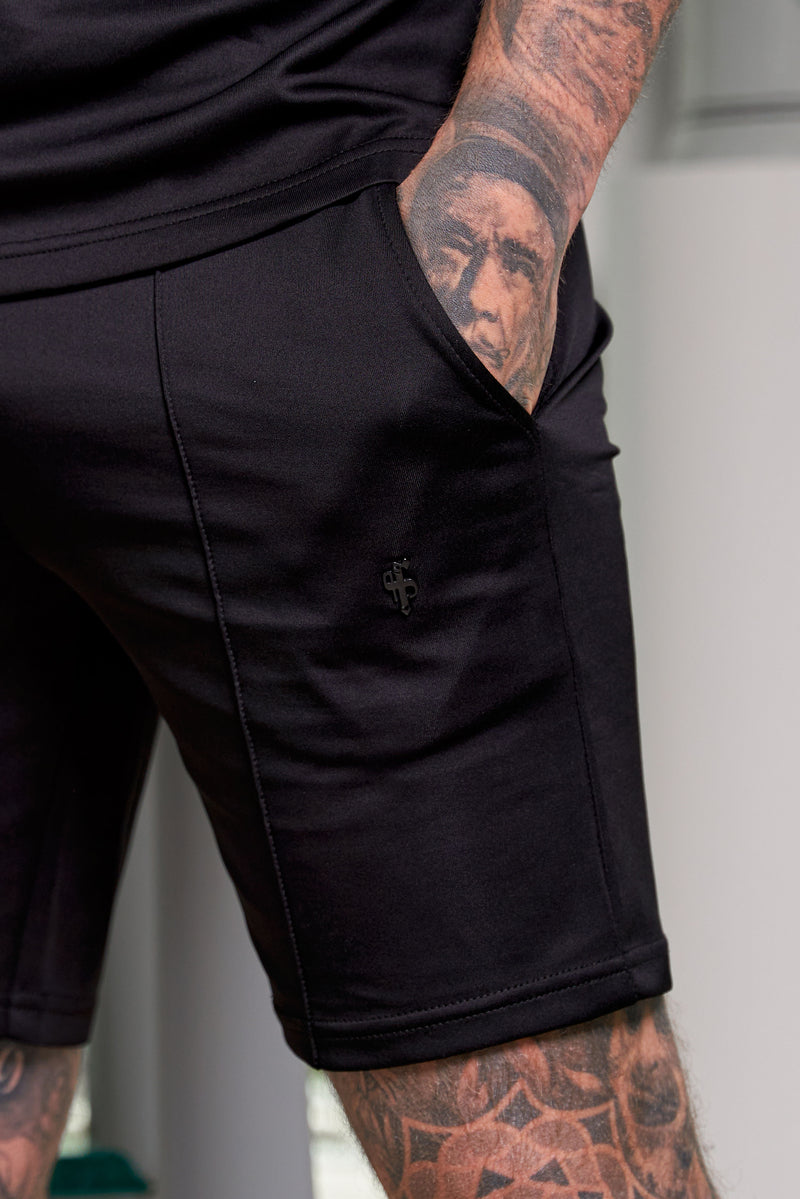Father Sons Scuba Schwarze Shorts mit elastischem Kordelzug und Biesen - FSH1038