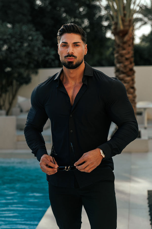 Father Sons Ultra Stretch Kompressionsshirt Langarm Schwarz - FS1234