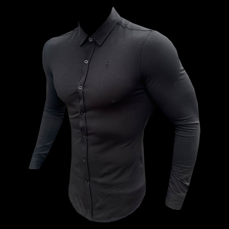 Tailliertes schwarzes Langarmtrikot „Vater und Sohn“ – FSD004