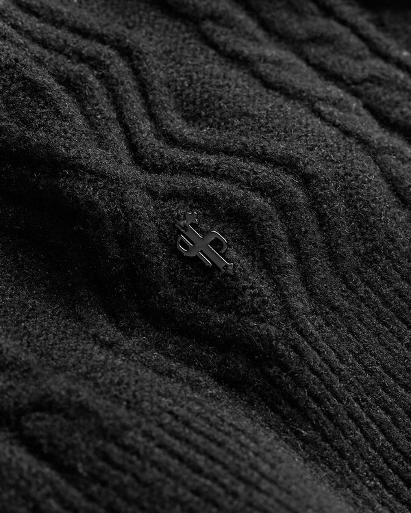Father Sons Black Knitted Scarf - FSN232