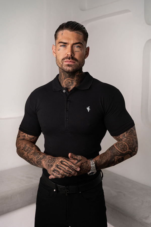 Klassisches Poloshirt „Father Sons“ in Schwarz/Silber – FSH1403