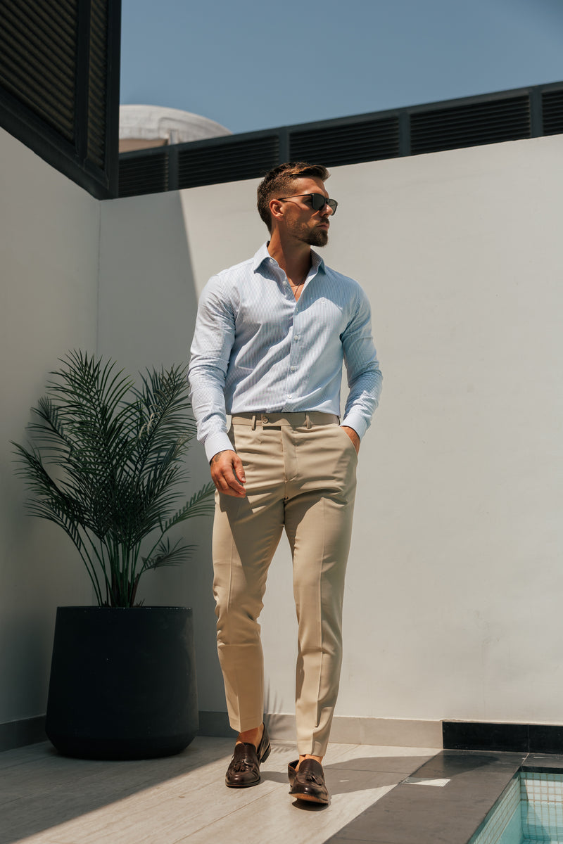 Father Sons Classic Oxford Long Sleeve White / Blue Stripe with Cutaway Collar - FS1174