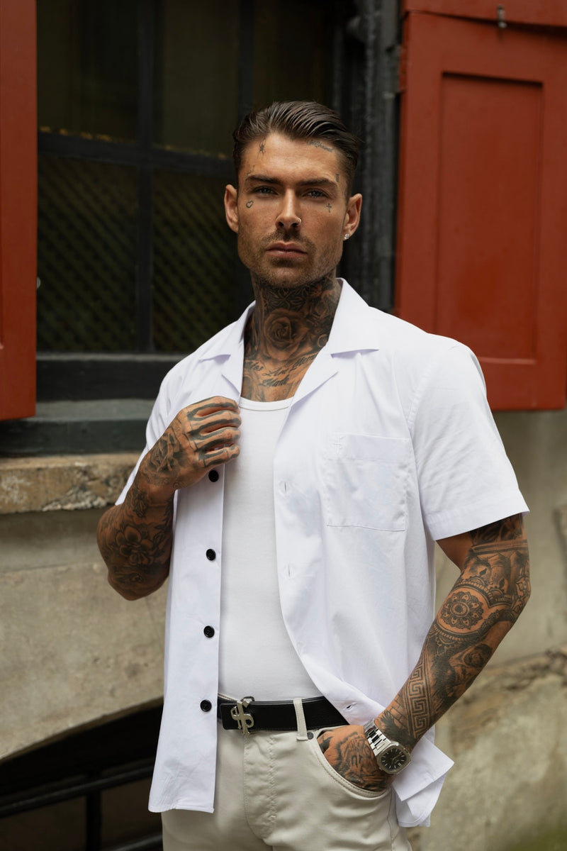 Vater Söhne Hawaiianischer Kastenpullover mit Reverskragen, kurzärmlig, mit Tasche, FS1077