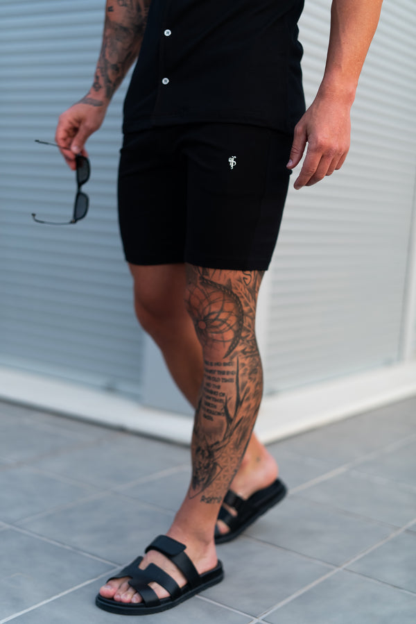 Schwarze Piqué-Shorts für Vater und Sohn – FSH1359