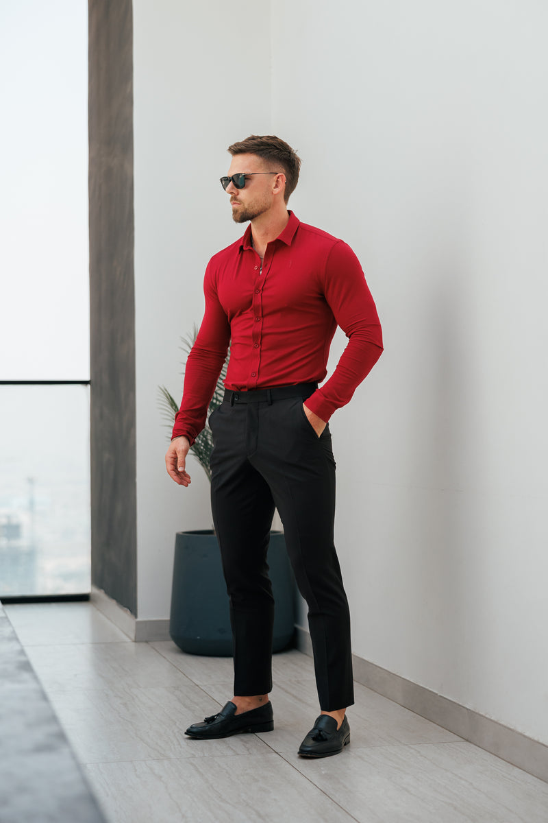 Tailliertes Langarmtrikot „Ox Blood“ von Vater und Sohn – FSD002