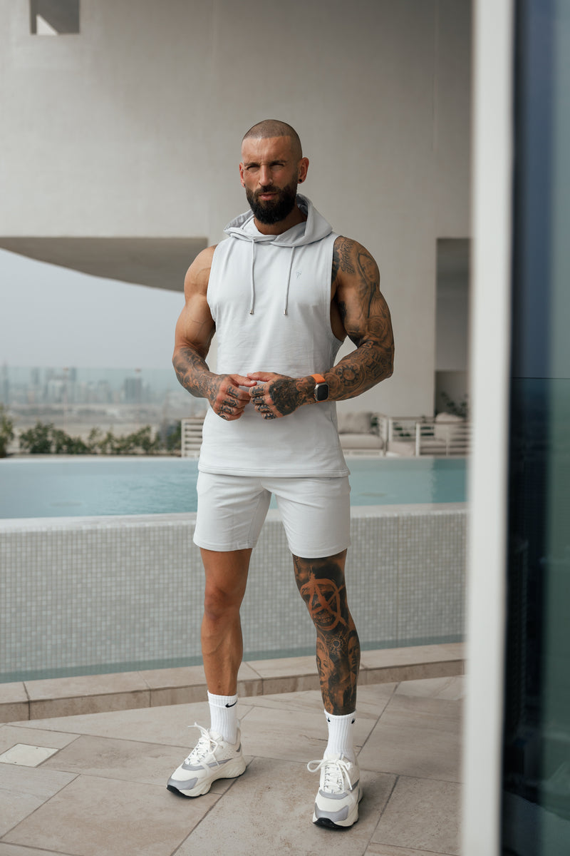 Hellgraue elastische Shorts von Father Sons – FSH899