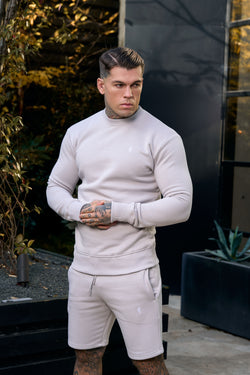 FS-Pullover in schlichtem Hellgrau mit Rundhalsausschnitt und FS-Branding – FSH1184