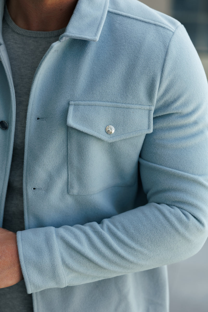 FS Gebürstete, schlichte Jacke mit Knopfleiste, Blau – FSN185