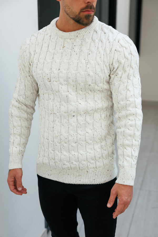 Father Sons Link Weave Strickpullover, beige meliert, Rundhalsausschnitt - FSJ128