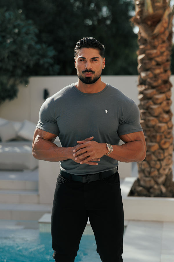 Vater-Söhne-T-Shirt mit Rundhalsausschnitt aus Bambus, Anthrazit/Silber – FSH1212