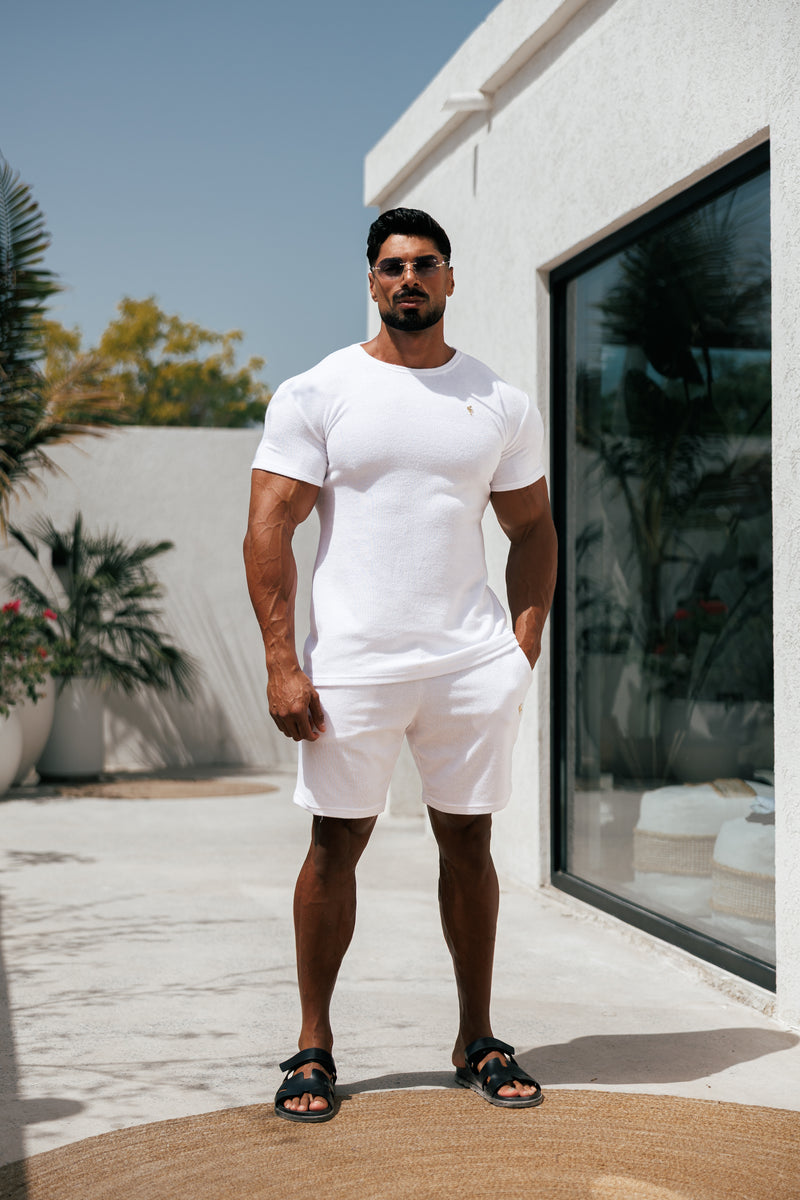 Father Sons White / Gold Towelling Crew T Shirt - FSH1345