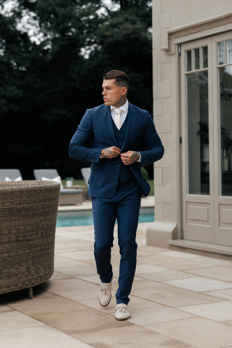 Schmal geschnittene Anzugjacke für Vater und Sohn, Marineblau – FSJKT013