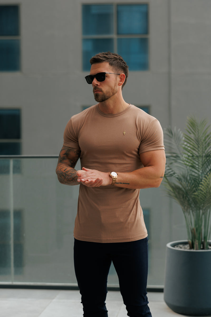 Vater Söhne Kaffee / Gold Bambus Crew T-Shirt - FSH1217