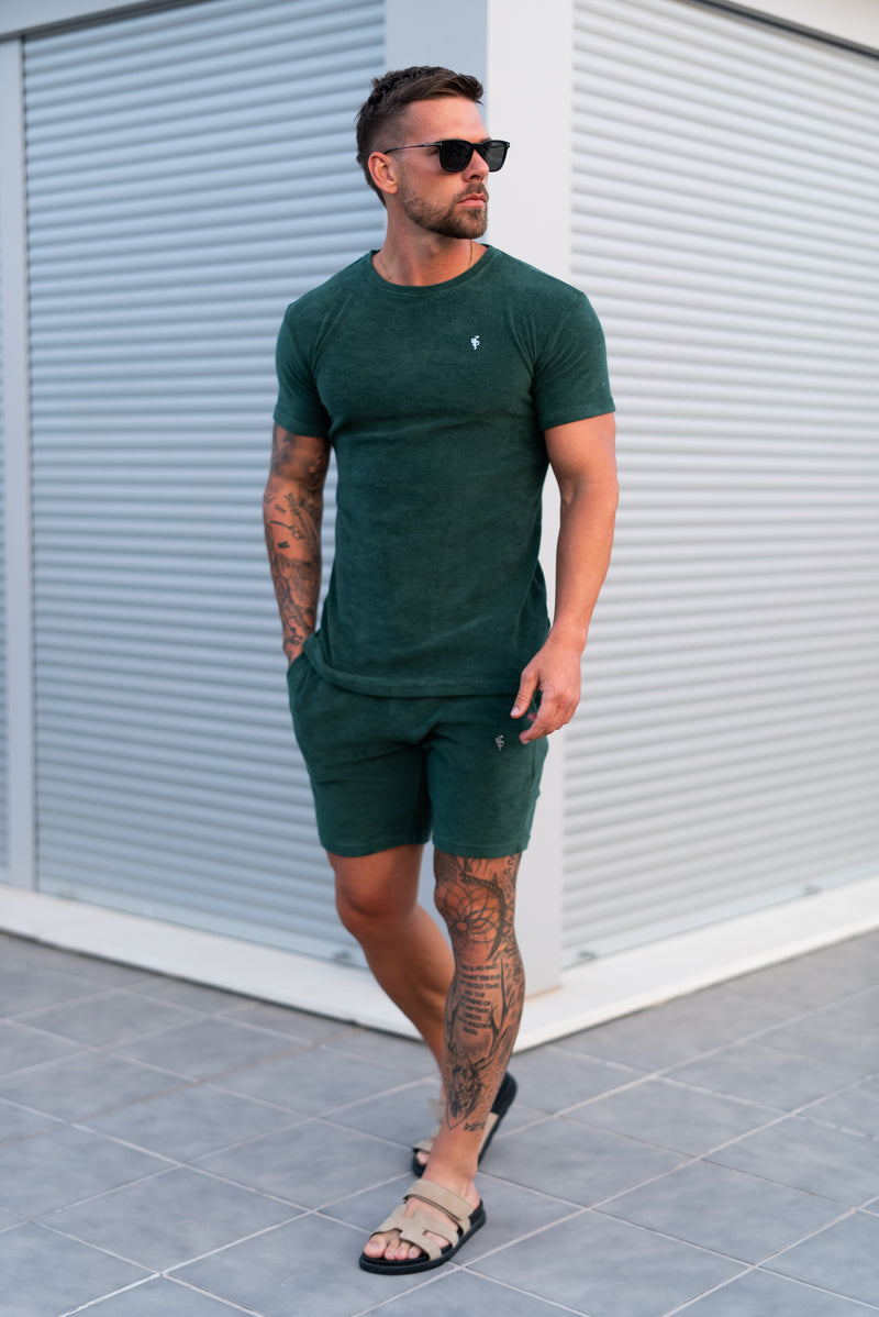 Vater-Söhne-T-Shirt mit Rundhalsausschnitt, Waldgrün/Silber – FSH1347