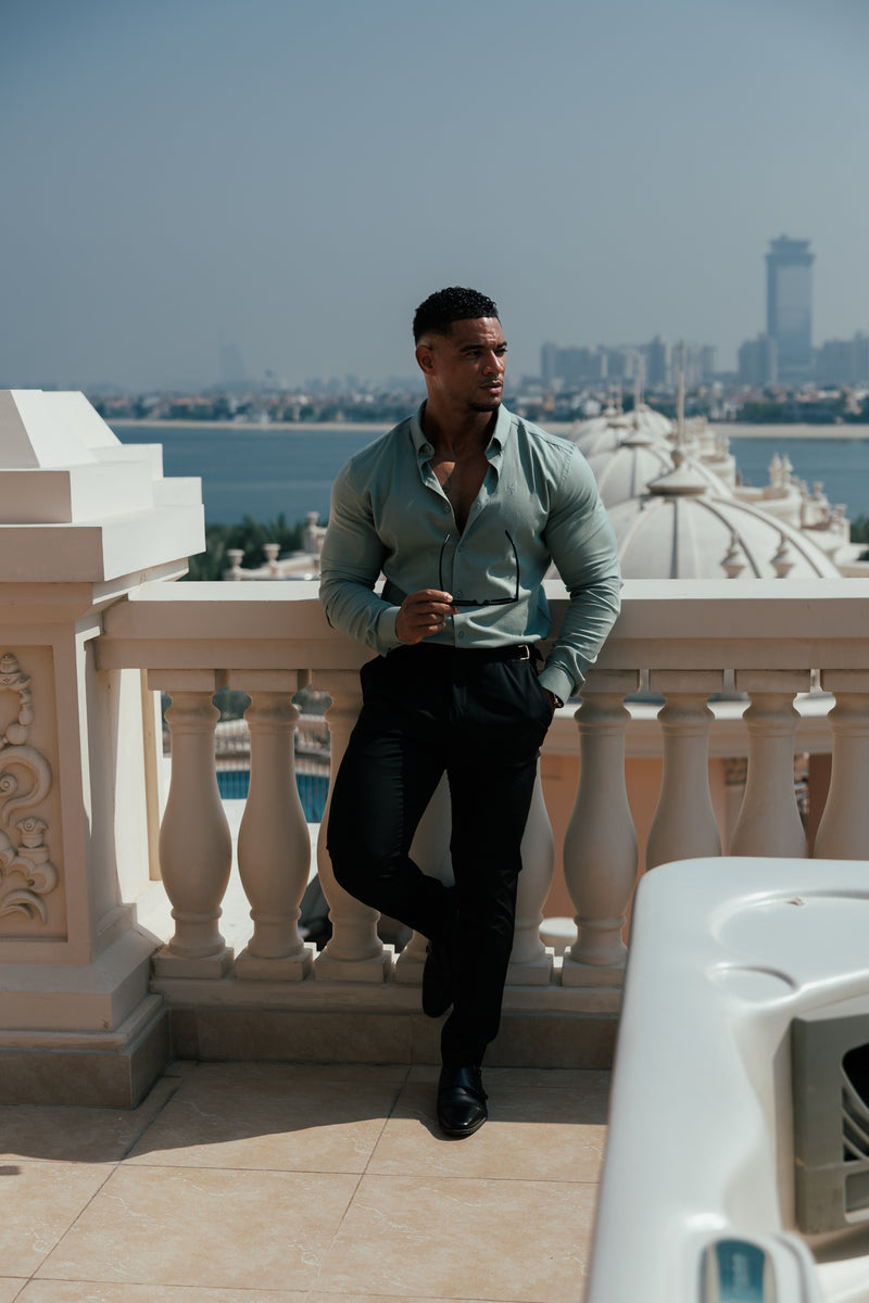 Father Sons Classic Stretch Oxford Long Sleeve Smoke Green with Button Down Collar - FS1217