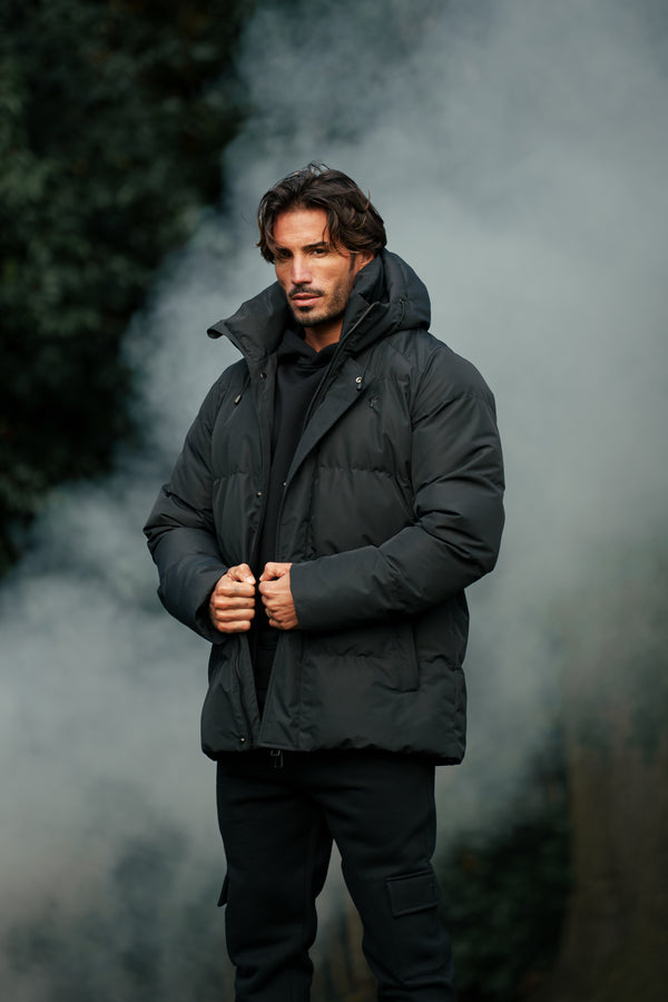 Father Sons Black Padded Coat with Hood - FSN234 (PRE ORDER 15TH DECEMBER)