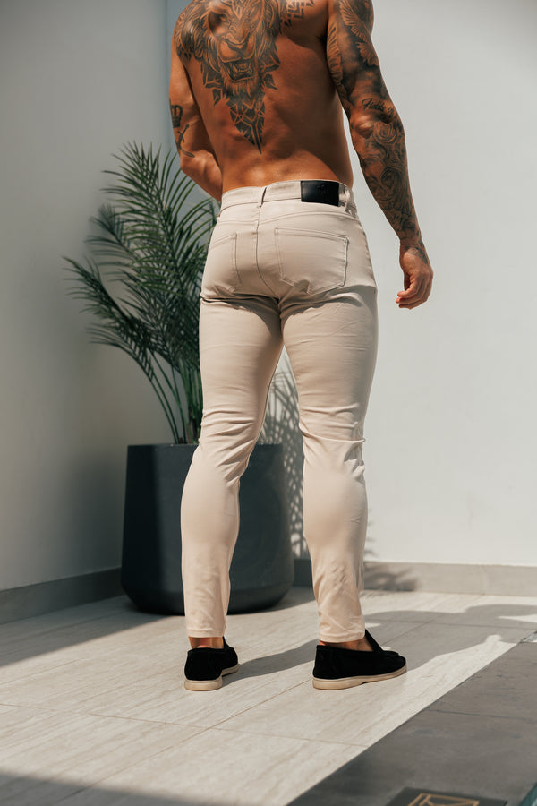 Father Sons Ultra Stretch Beige Relaxed Jeans – FSJEAN008
