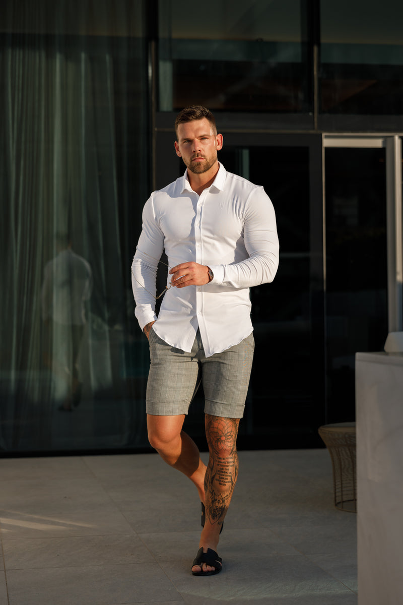 Tailliertes weißes Langarmtrikot „Vater und Sohn“ – FSD001