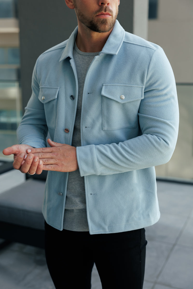 FS Gebürstete, schlichte Jacke mit Knopfleiste, Blau – FSN185