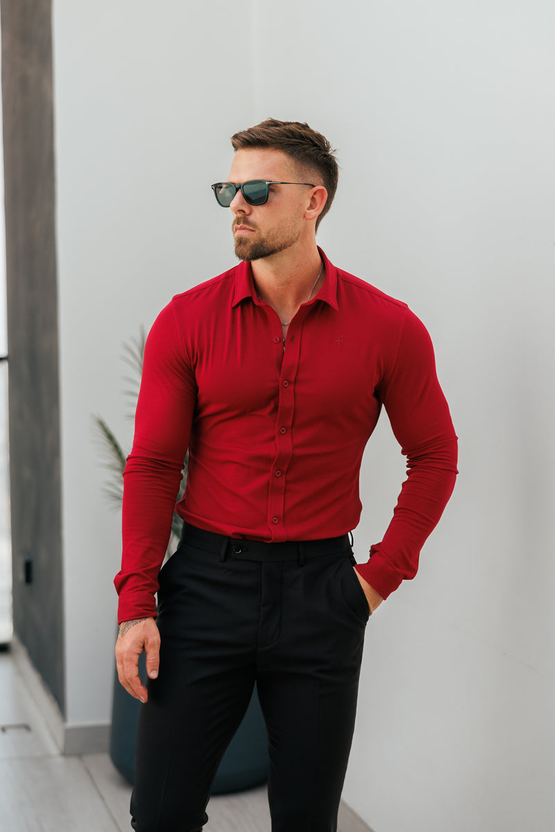 Tailliertes Langarmtrikot „Ox Blood“ von Vater und Sohn – FSD002