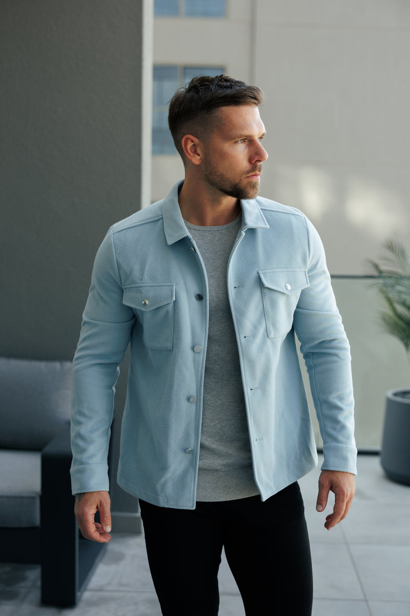 FS Gebürstete, schlichte Jacke mit Knopfleiste, Blau – FSN185