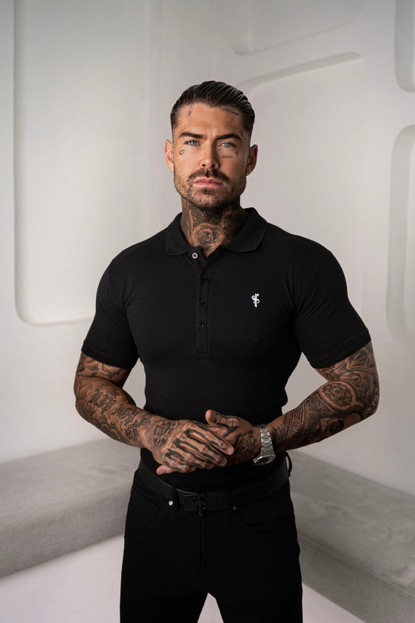 Klassisches schwarzes Poloshirt von Father Sons – FSH041