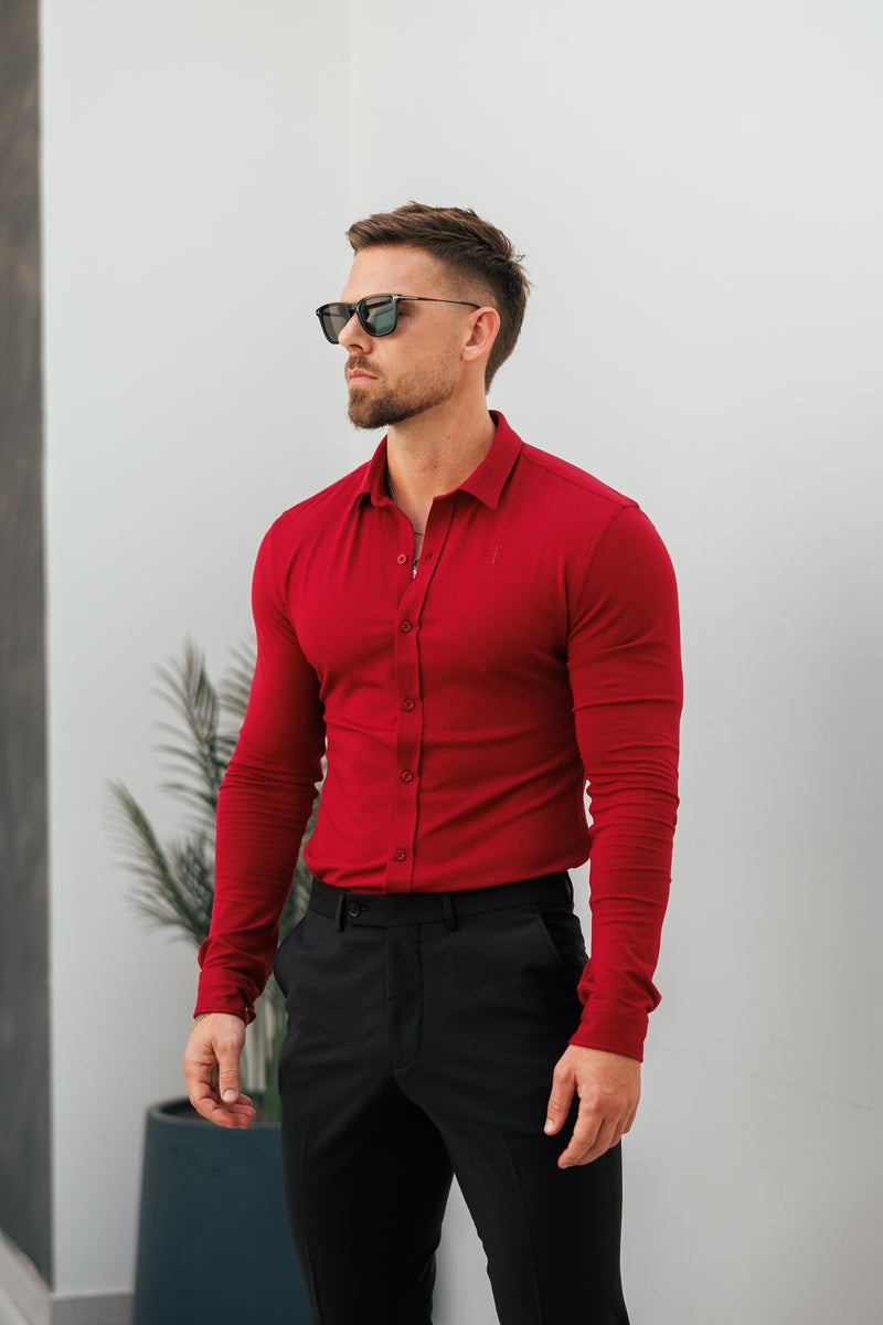 Tailliertes Langarmtrikot „Ox Blood“ von Vater und Sohn – FSD002