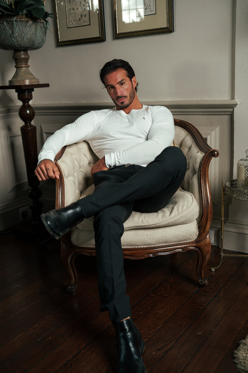 Father Sons White / Silver Bamboo Crew Long Sleeve - FSH1416