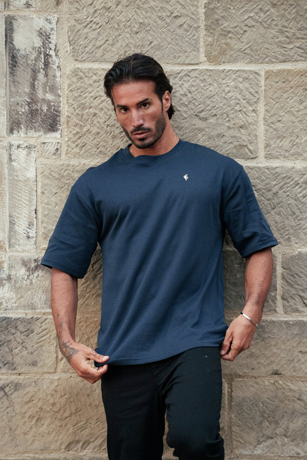 Father Sons Classic Navy / Gold Oversized Crew T Shirt - FSH1422