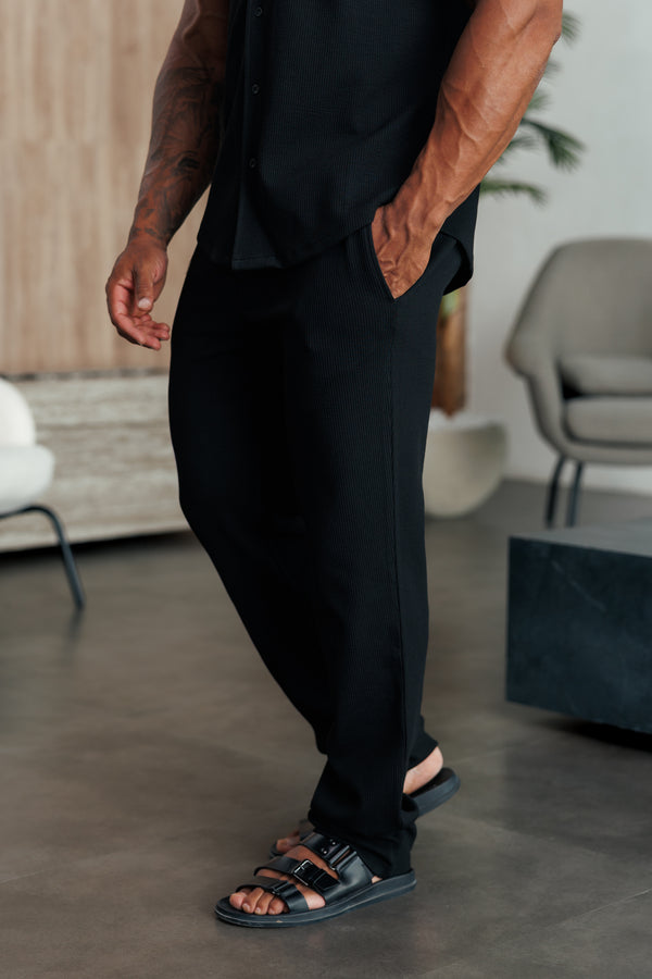 Lockere Jersey-Cordhose für Vater und Sohn in Schwarz – FSR014